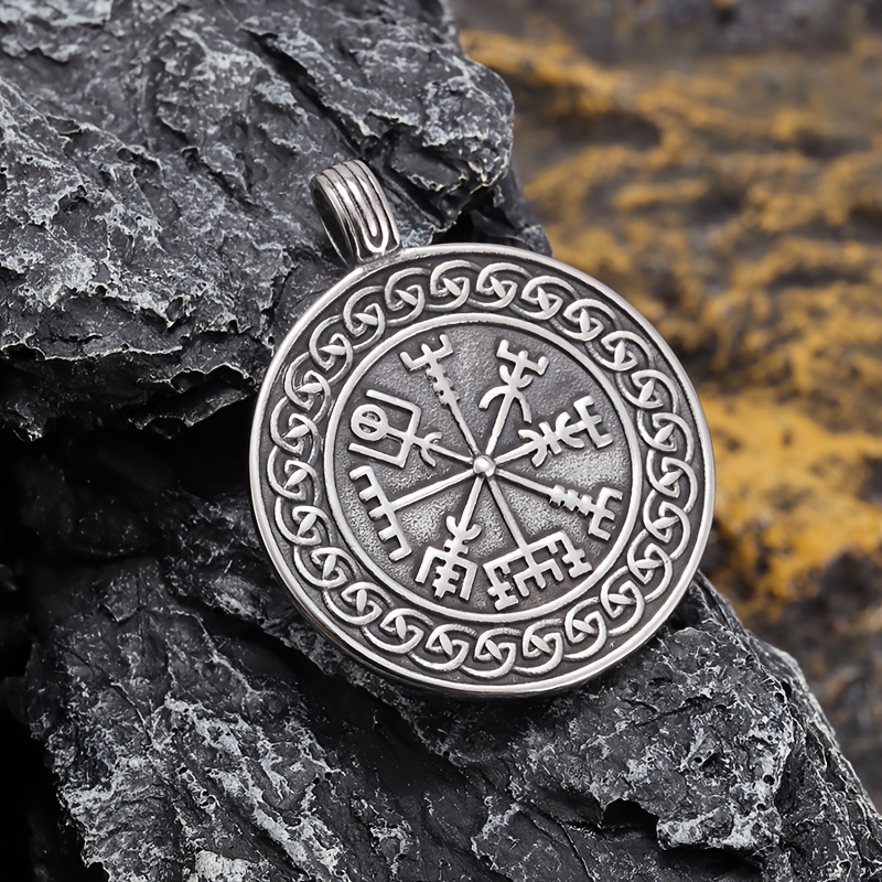 Men's Vintage Viking Compass Pendant Necklace